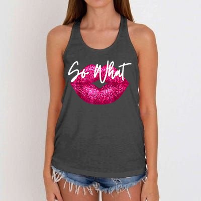 So What Pink Lips Women's Knotted Racerback Tank