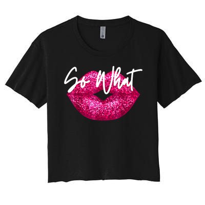 So What Pink Lips Women's Crop Top Tee