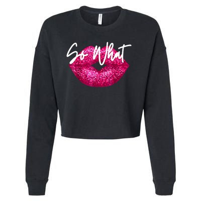 So What Pink Lips Cropped Pullover Crew