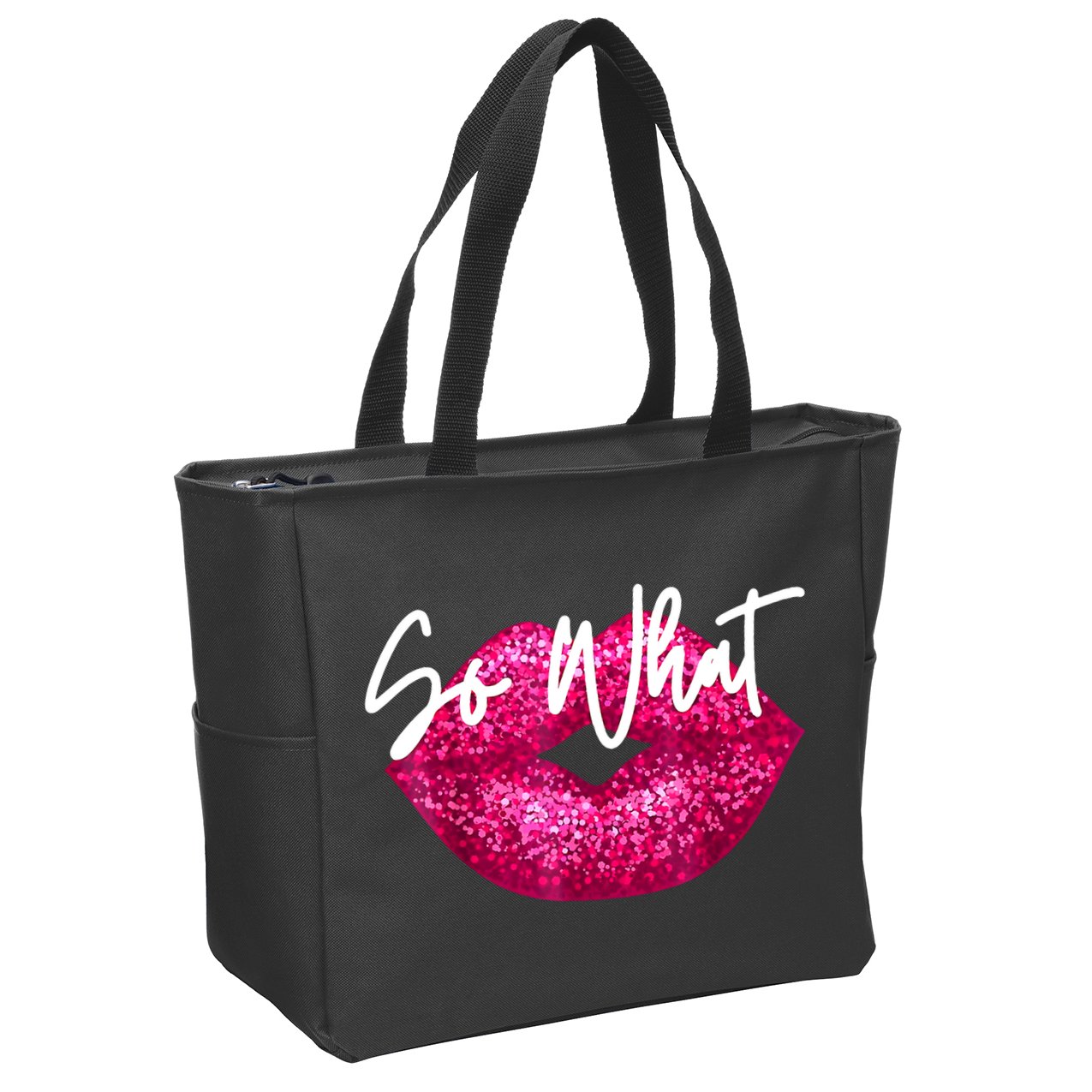 So What Pink Lips Zip Tote Bag