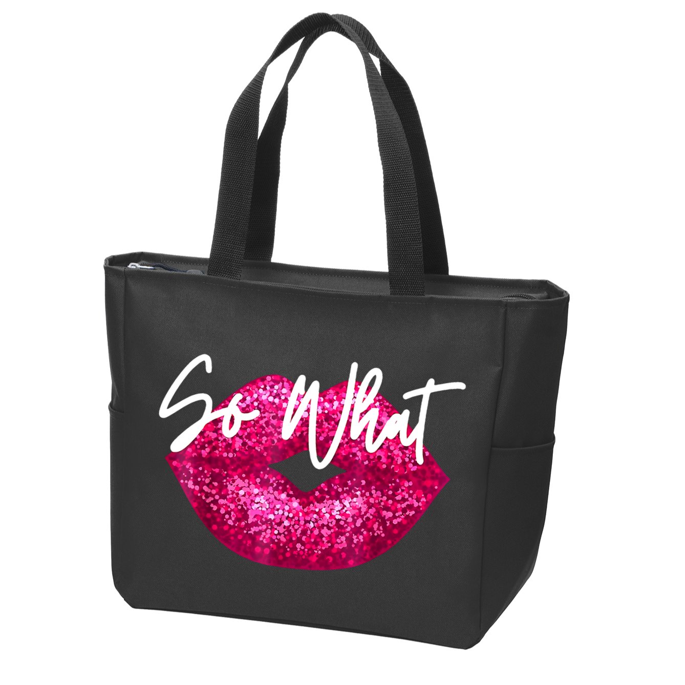 So What Pink Lips Zip Tote Bag