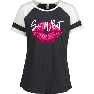 So What Pink Lips Enza Ladies Jersey Colorblock Tee