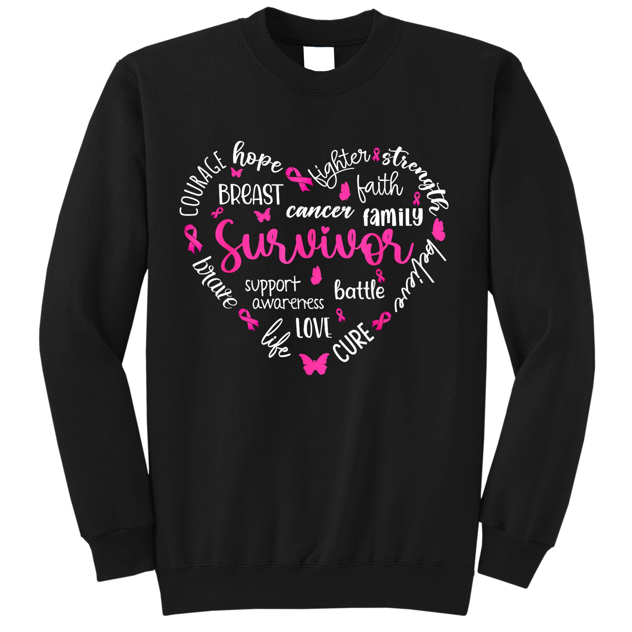 Survivor Warrior Pin.K Ribbon Heart Breast Cancer Awareness Gift Sweatshirt