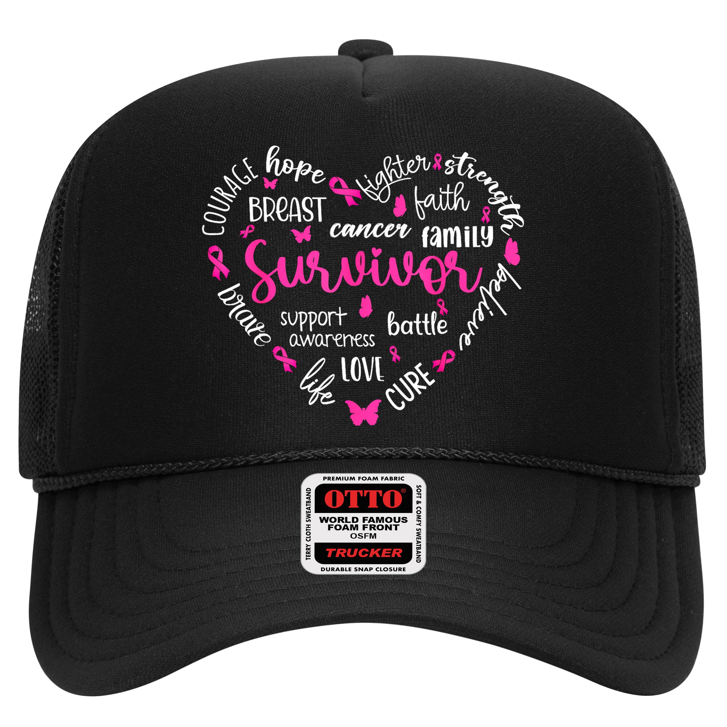 Survivor Warrior Pin.K Ribbon Heart Breast Cancer Awareness Gift Hat