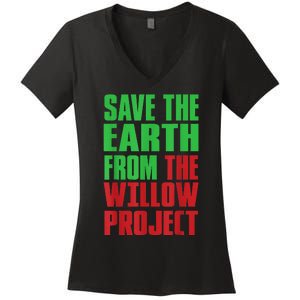 Stop Willow Project, save the earth from the Willow Project Women's V-Neck T-Shirt