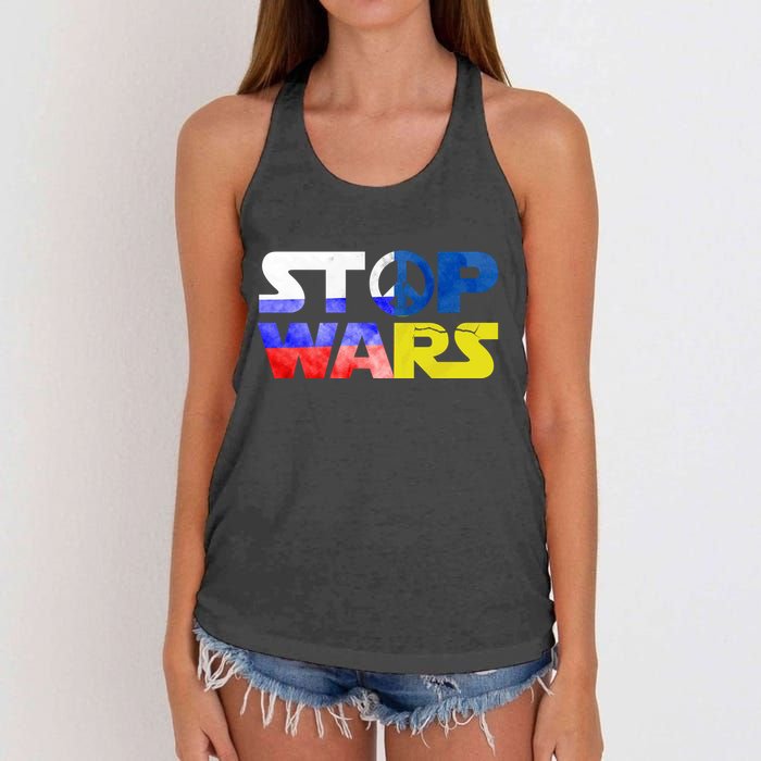 Stop Wars Peace Women's Knotted Racerback Tank