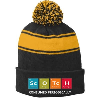 Scotch Whiskey Periodic Table Of Elements Stripe Pom Pom Beanie