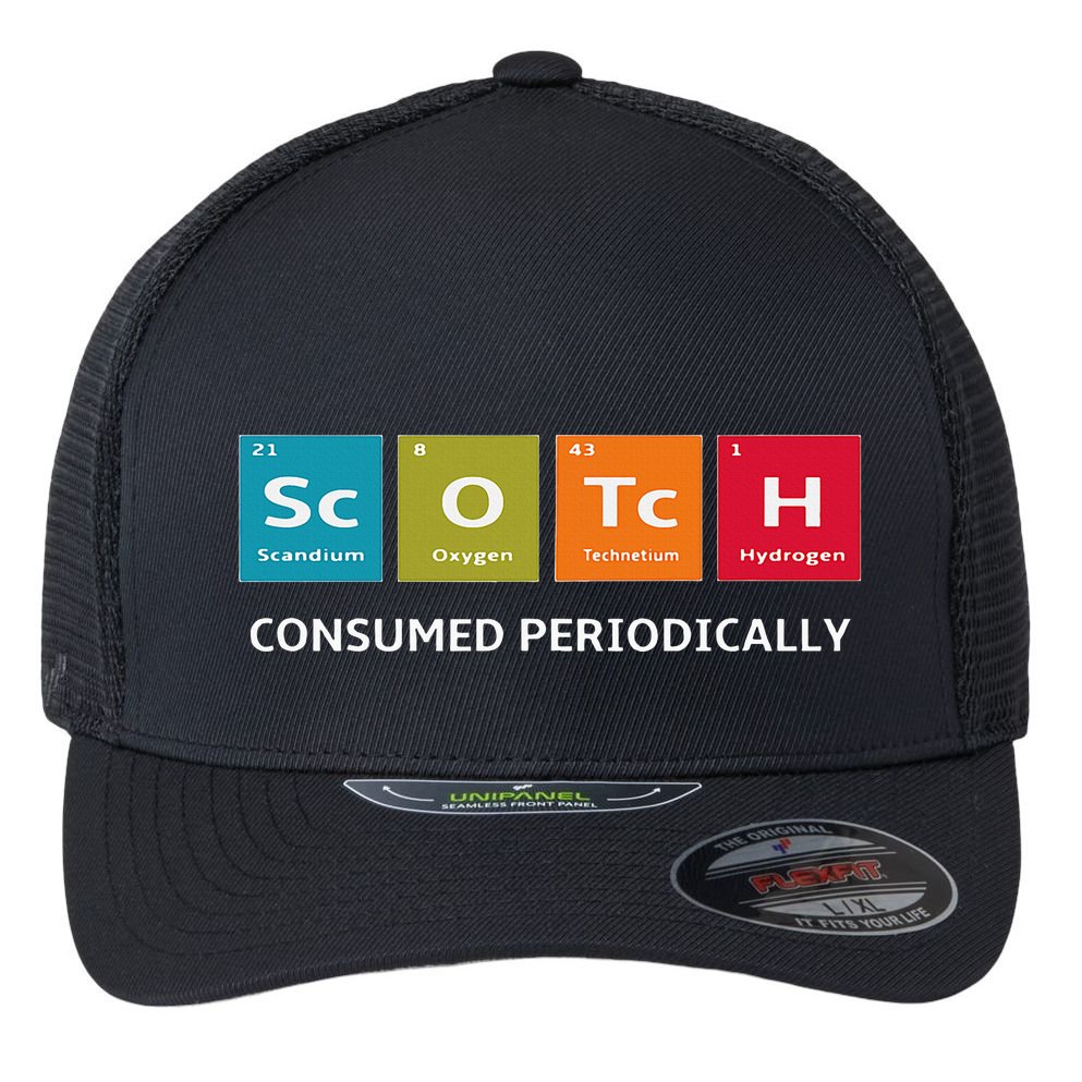 Scotch Whiskey Periodic Table Of Elements Flexfit Unipanel Trucker Cap