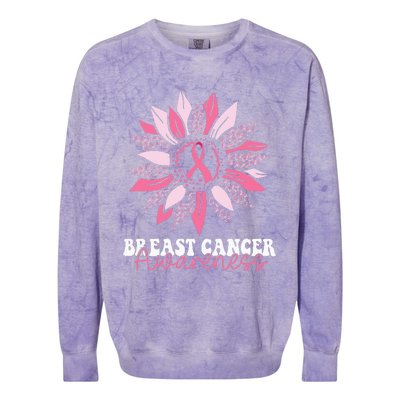 Sunflower Wear Pink Breast Cancer Awareness Warrior Colorblast Crewneck Sweatshirt