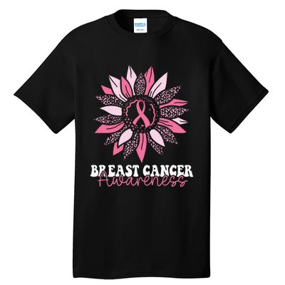 Sunflower Wear Pink Breast Cancer Awareness Warrior Tall T-Shirt