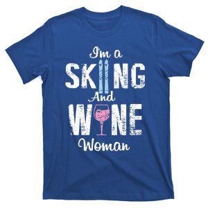 Skiing Wine Print Funny Wine Lover Apres Ski Gift T-Shirt