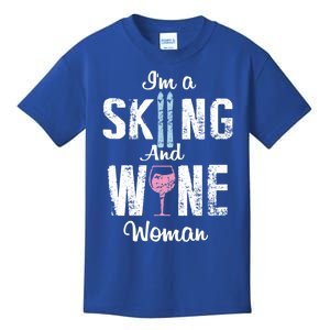 Skiing Wine Print Funny Wine Lover Apres Ski Gift Kids T-Shirt