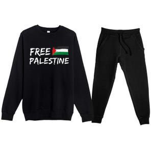 Stand With Palestine Free Palestine Peace Love Flag Premium Crewneck Sweatsuit Set