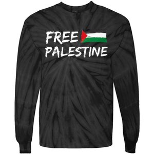 Stand With Palestine Free Palestine Peace Love Flag Tie-Dye Long Sleeve Shirt