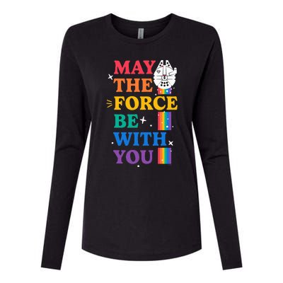 Star Wars Pride May The Force Be With You Rainbow Falcon Womens Cotton Relaxed Long Sleeve T-Shirt