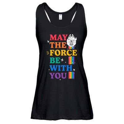 Star Wars Pride May The Force Be With You Rainbow Falcon Ladies Essential Flowy Tank