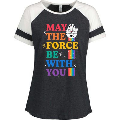 Star Wars Pride May The Force Be With You Rainbow Falcon Enza Ladies Jersey Colorblock Tee