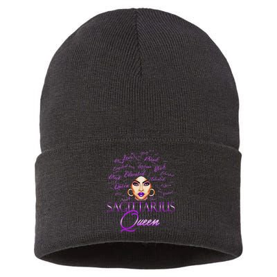 Sagittarius Wo Purple Queen Black Zodiac Birthday Sustainable Knit Beanie