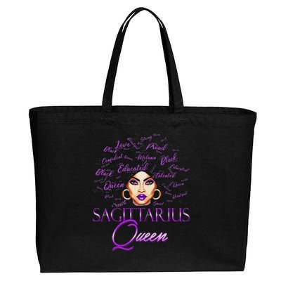 Sagittarius Wo Purple Queen Black Zodiac Birthday Cotton Canvas Jumbo Tote