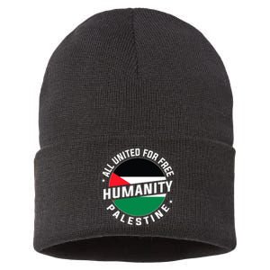 Stand With Palestine Free Palestine Peace Love Flag Sustainable Knit Beanie