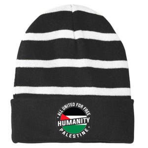 Stand With Palestine Free Palestine Peace Love Flag Striped Beanie with Solid Band