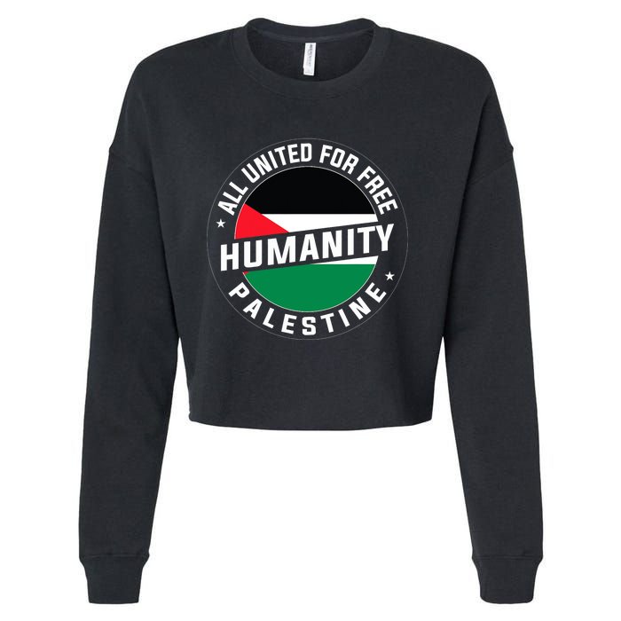 Stand With Palestine Free Palestine Peace Love Flag Cropped Pullover Crew