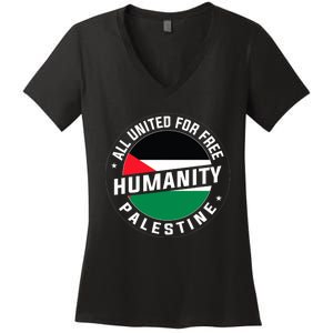 Stand With Palestine Free Palestine Peace Love Flag Women's V-Neck T-Shirt