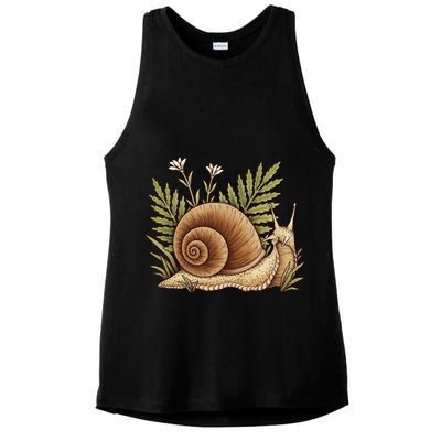 Snail With Plants Ladies PosiCharge Tri-Blend Wicking Tank