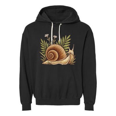 Snail With Plants Garment-Dyed Fleece Hoodie