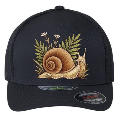 Snail With Plants Flexfit Unipanel Trucker Cap