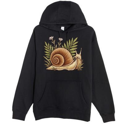 Snail With Plants Premium Pullover Hoodie