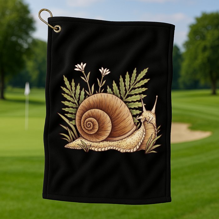 Snail With Plants Golf Towel