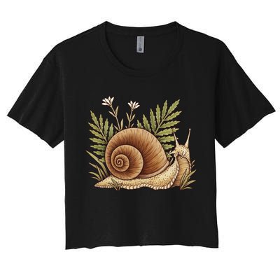 Snail With Plants Crop Top