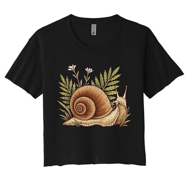 Snail With Plants Crop Top