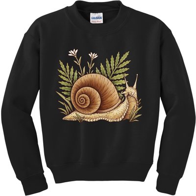 Snail With Plants Kids Sweatshirt