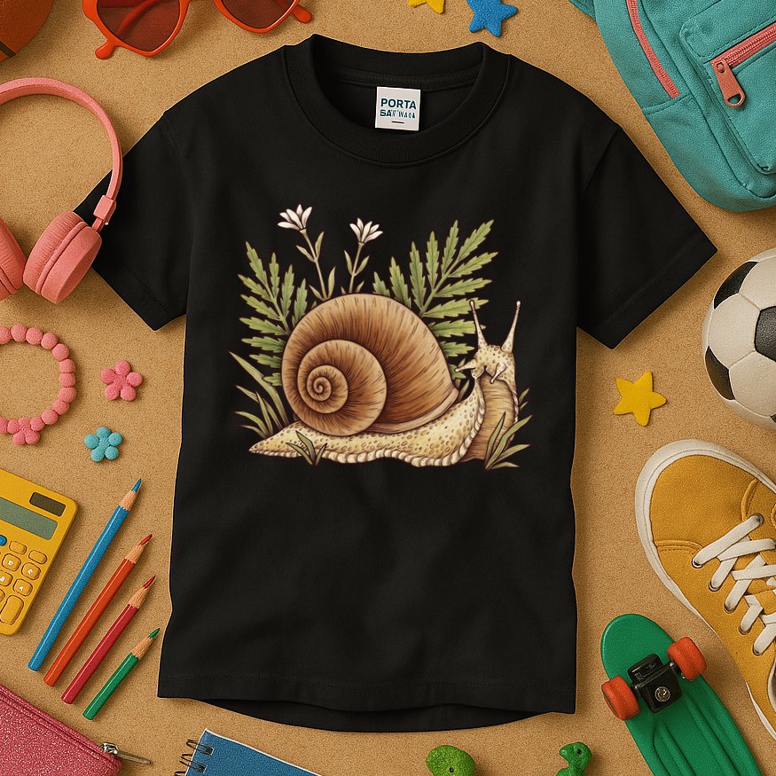 Snail With Plants Kids T-Shirt