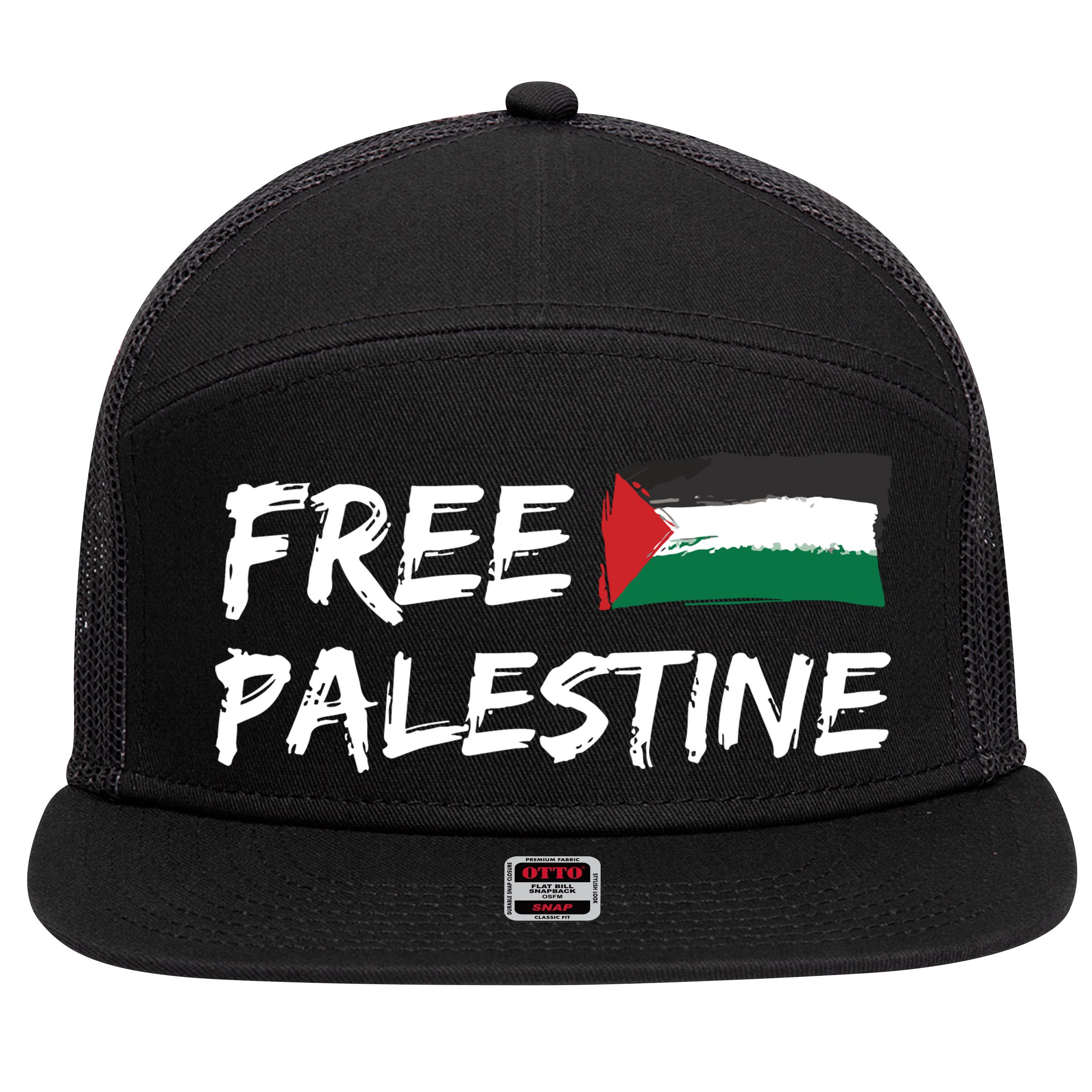 Stand With Palestine Free Palestine 7 Panel Mesh Trucker Snapback Hat