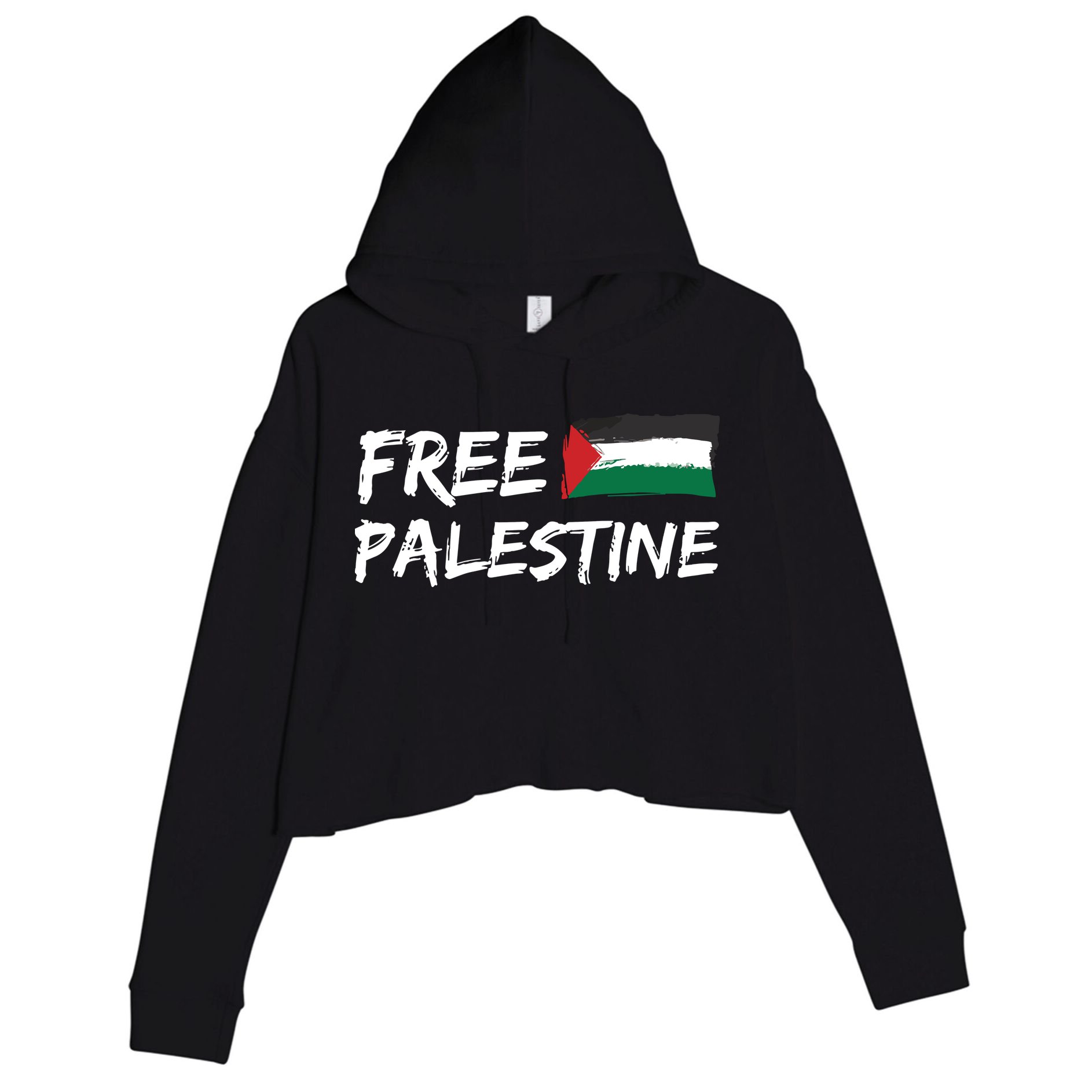 Stand With Palestine Free Palestine Crop Fleece Hoodie