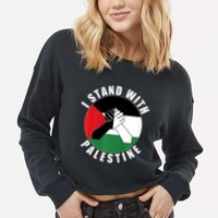 Stand With Palestine Free Palestine End Israeli Occupation Cropped Pullover Crew