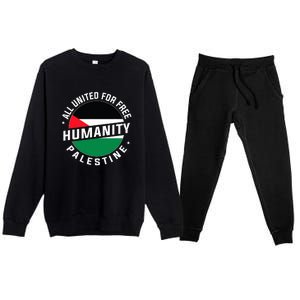 Stand With Palestine Free Palestine Peace Love Flag Premium Crewneck Sweatsuit Set