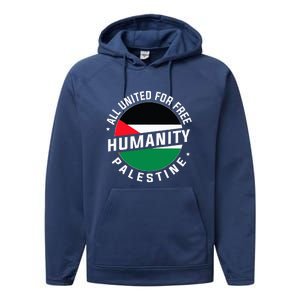 Stand With Palestine Free Palestine Peace Love Flag Performance Fleece Hoodie