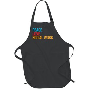 Social Worker Peace Love Social Work Full-Length Apron With Pockets