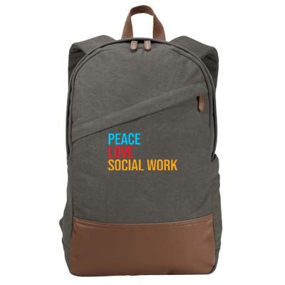 Social Worker Peace Love Social Work Cotton Canvas Backpack