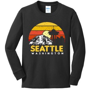 Seattle Washington PNW Vacation Souvenir Gift Kids Long Sleeve Shirt