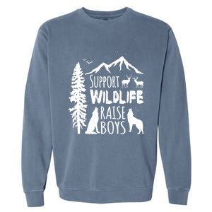 Support Wildlife Raise Cool Gift For Mom And Dad Garment-Dyed Sweatshirt