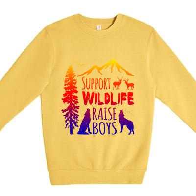 Support Wildlife Raise Gift For Mom And Dad Premium Crewneck Sweatshirt