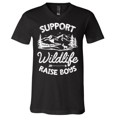 Support Wildlife Raise Mom Dad Mother Parents V-Neck T-Shirt