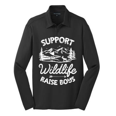 Support Wildlife Raise Mom Dad Mother Parents Silk Touch Performance Long Sleeve Polo