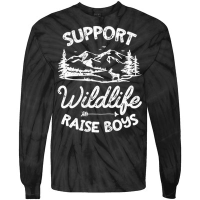 Support Wildlife Raise Mom Dad Mother Parents Tie-Dye Long Sleeve Shirt