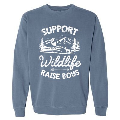 Support Wildlife Raise Mom Dad Mother Parents Garment-Dyed Sweatshirt